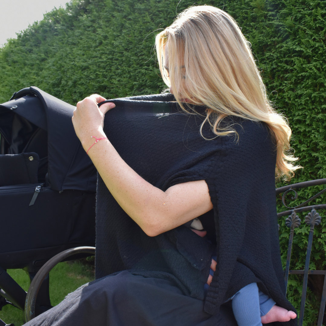 Poncho aus Merinowolle schwarz